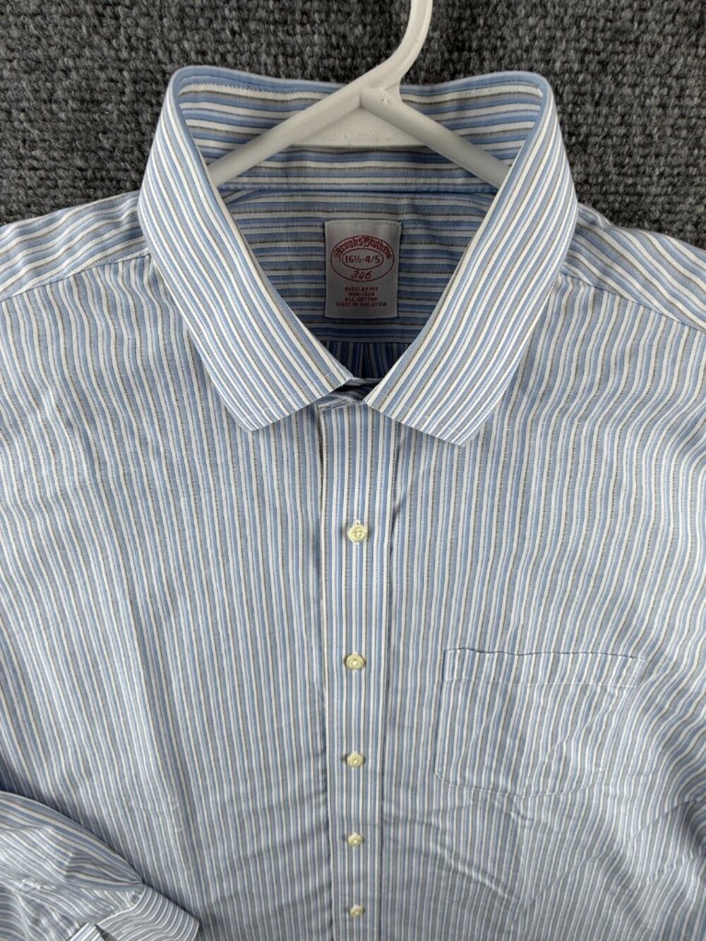 Brooks Brothers Striped Blue Non-Iron Cotton 16.5 34/35 Long Sleeve Button Up